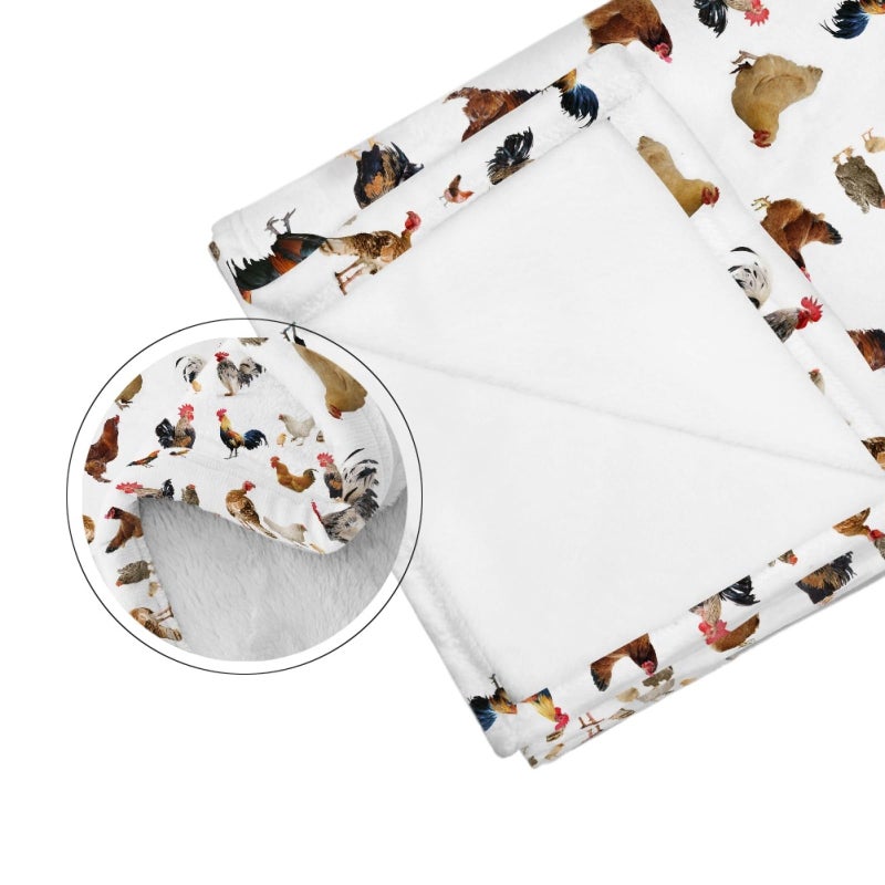 AFPANQZ Chicken Printed Super Soft Fuzzy Faux Fur Reversible Flannel Throw Blanket for Sofa, Couch and Bed - Plush Blanket Funny White 35.4x47inch - Image 5